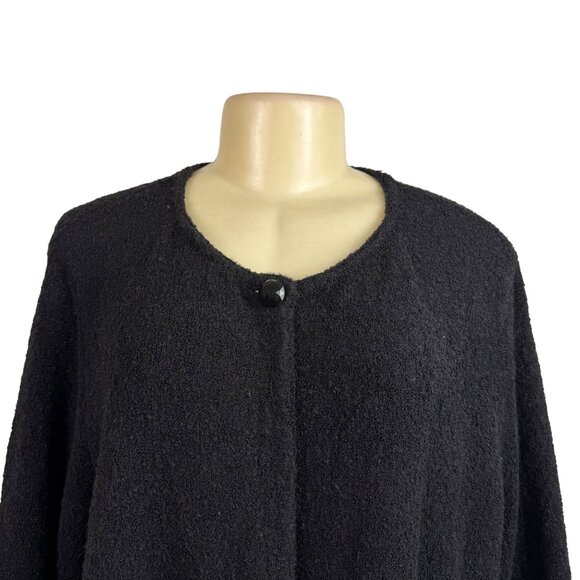 Chicos Womens Black Acrylic/Nylon/Wool Feather Trim Long Sleeve Cardigan Size 2 - Picture 5 of 11
